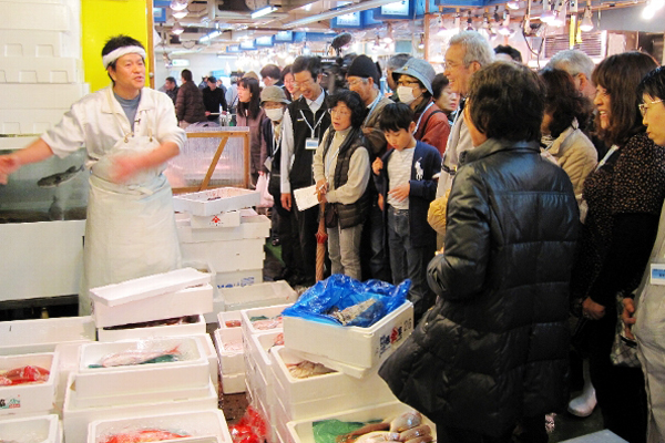 柳橋市場でイカの皮むきを体験！なごや環境大の第３回「日本人と魚」