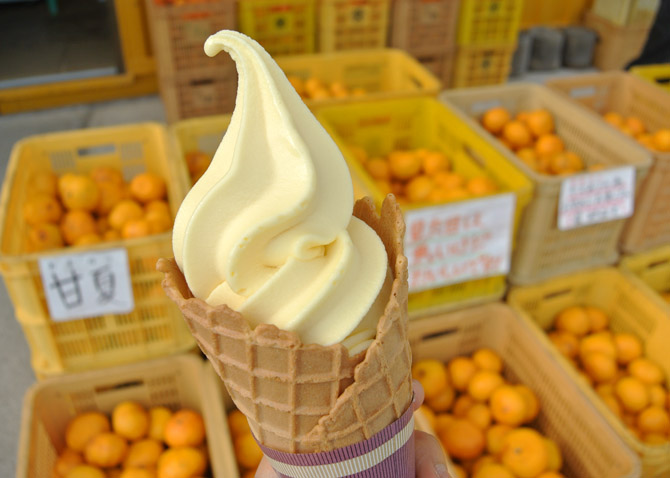みかん味のソフトクリーム！